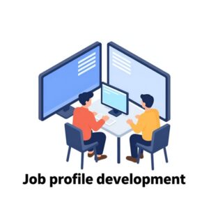 Изометрическая иллюстрация процесса разработки профиля вакансии для подбора персонала в современном плоском стиле